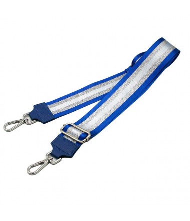 Verstelbare crossbody riem met leder - cobalt blauw met grijs