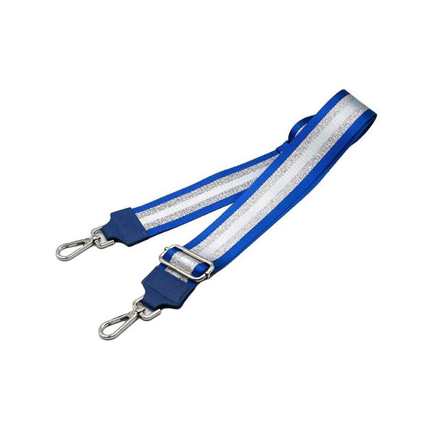 Verstelbare crossbody riem met leder - cobalt blauw met grijs